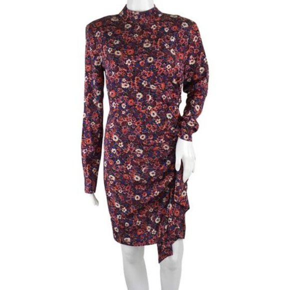 Veronica Beard Women's Louella Floral Print Dress Berry Multi Sz 4, 8, 12, 16